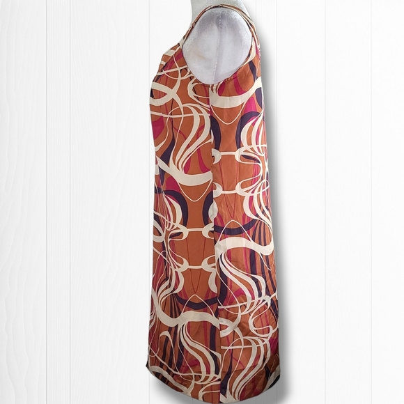 Banana Republic Women's Abstract V-Neck Sleeveless Midi Sheath Dress Size 0 - Picture 5 of 12